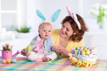 Mother and child celebrating Easter at home