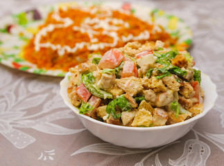 mixed salad on a blur backgrounds