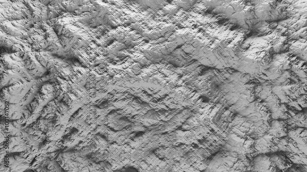 Poster 3d render of abstract planet surface with high detailed relief made with displacement noise