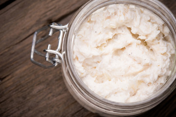 Natural homemade fish ricotta paste