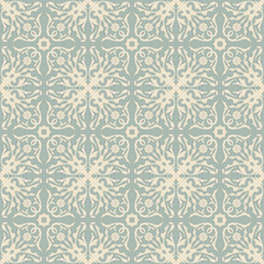Elegant antique background image of spiral flower vine kaleidoscope pattern.
