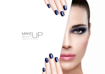 Poster Beauty and Makeup Concept. Blue Nail Art and Make-up © Casther