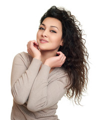 beautiful girl portrait on white background