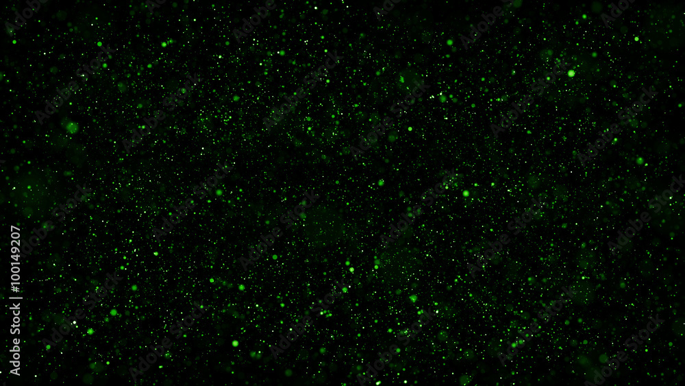 Poster a lot of small shiny particles with different scale covered dark background