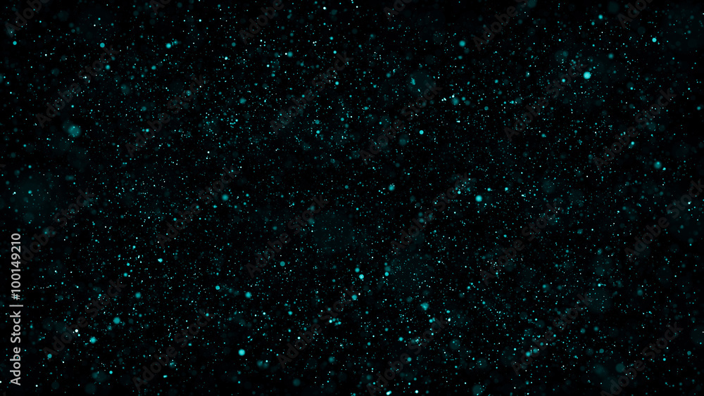Poster a lot of small shiny particles with different scale covered dark background