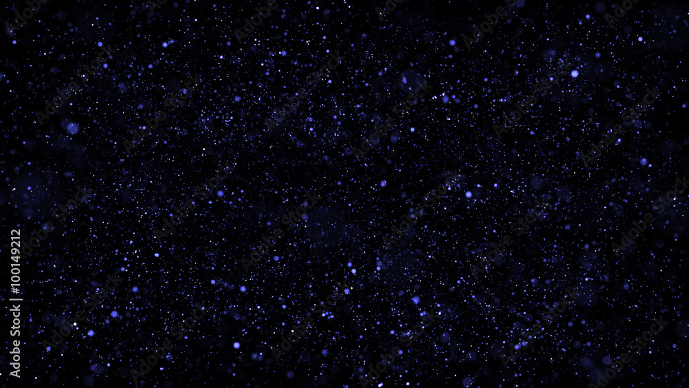 Poster a lot of small shiny particles with different scale covered dark background