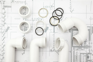 white siphon on plan