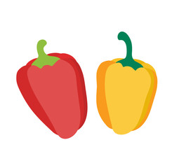Red and yellow pepper isolated on white background