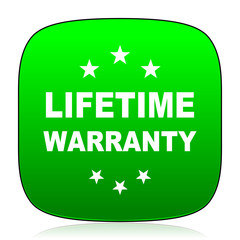 lifetime warranty green icon for web and mobile app