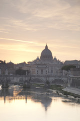 Fototapeta na wymiar St Peter's Church at Twilight; Vatican; Rome, Europe