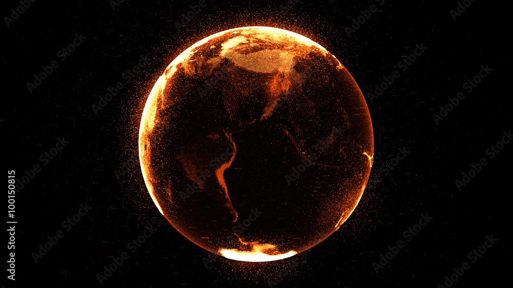 Aufkleber high detailed concept of digital earth globe with random numbers and highlight elements