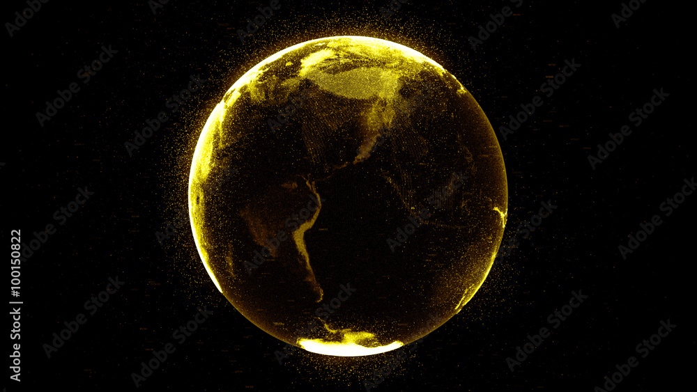 Poster high detailed concept of digital earth globe with random numbers and highlight elements