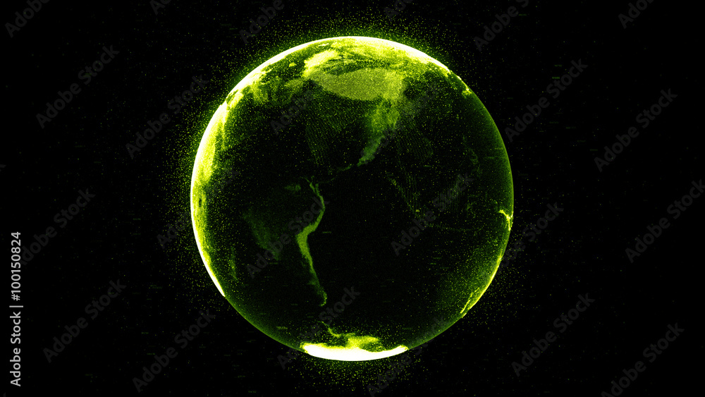 Poster high detailed concept of digital earth globe with random numbers and highlight elements
