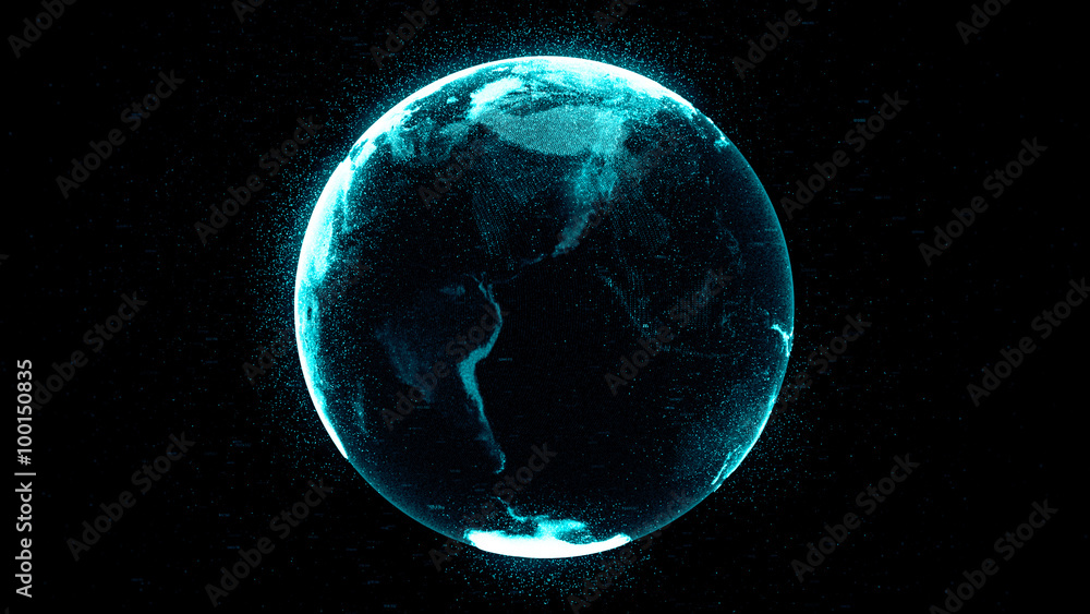 Aufkleber high detailed concept of digital earth globe with random numbers and highlight elements