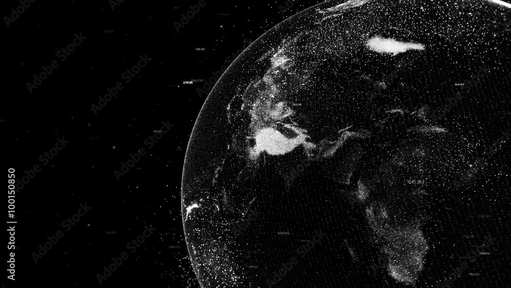 Aufkleber high detailed concept of digital earth globe with random numbers and highlight elements