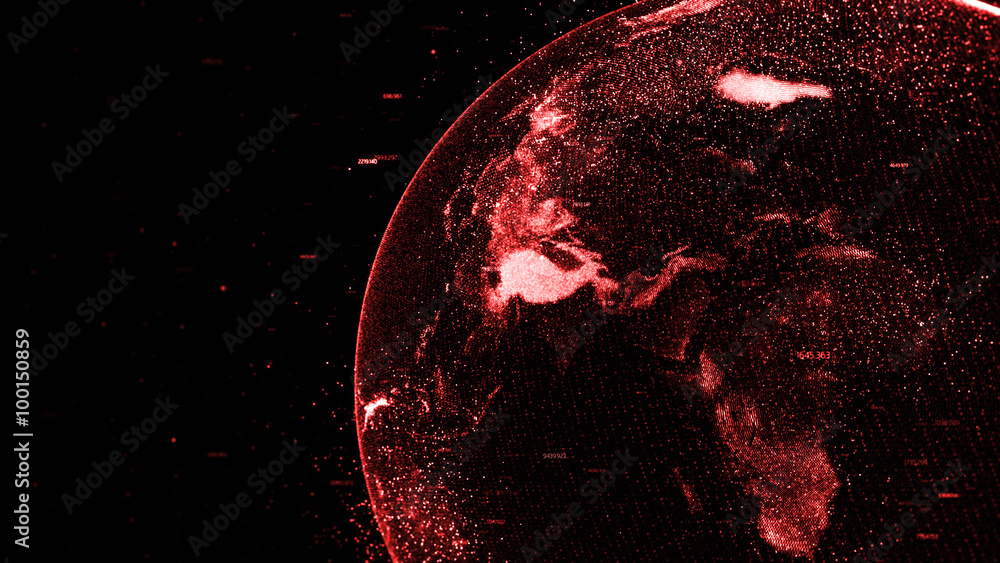 Poster high detailed concept of digital earth globe with random numbers and highlight elements