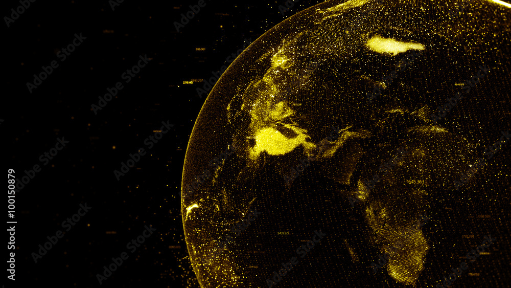 Poster high detailed concept of digital earth globe with random numbers and highlight elements