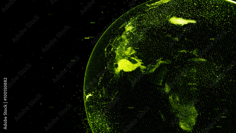 Poster high detailed concept of digital earth globe with random numbers and highlight elements