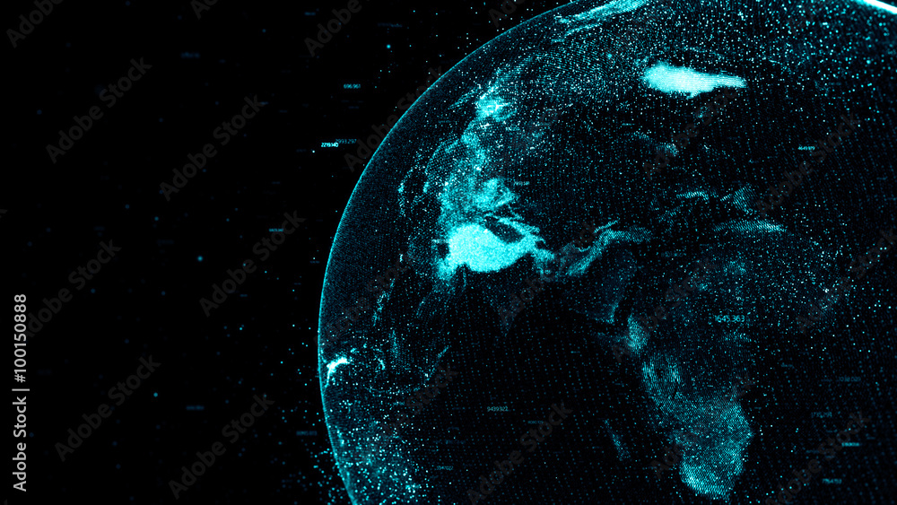 Aufkleber high detailed concept of digital earth globe with random numbers and highlight elements