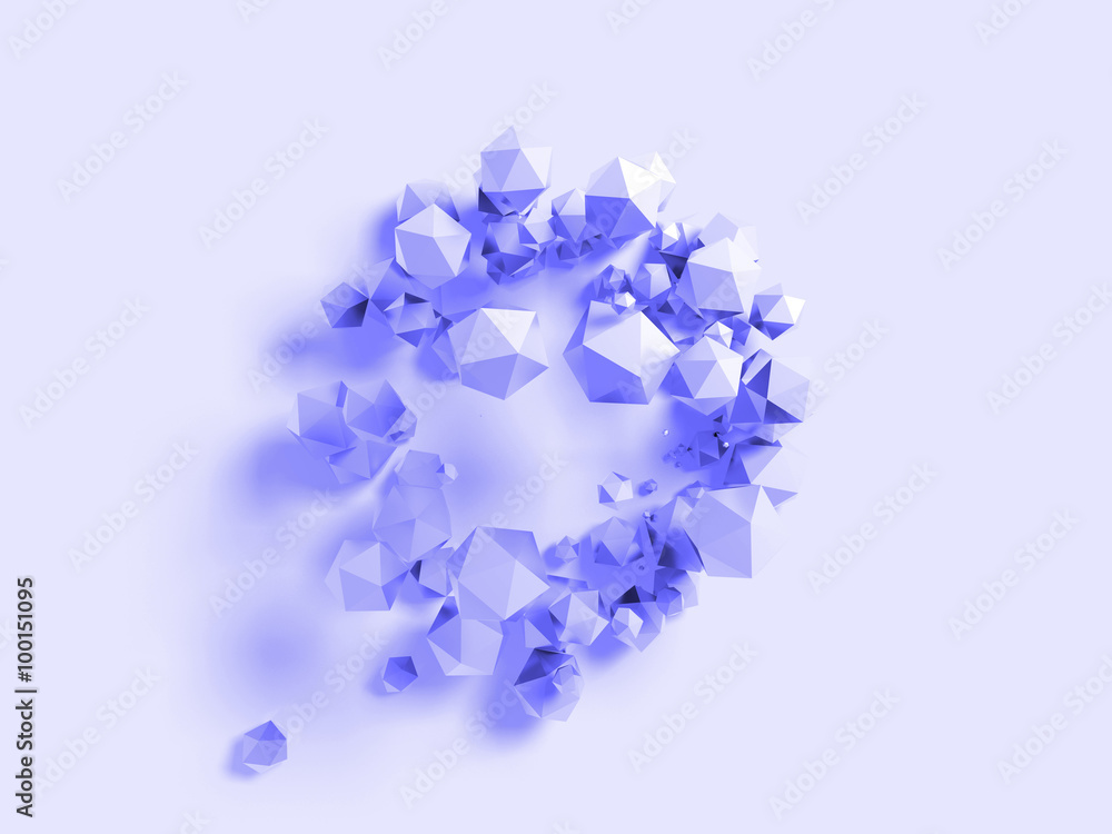 Poster abstract geometry background with balls collisioned above flat surface