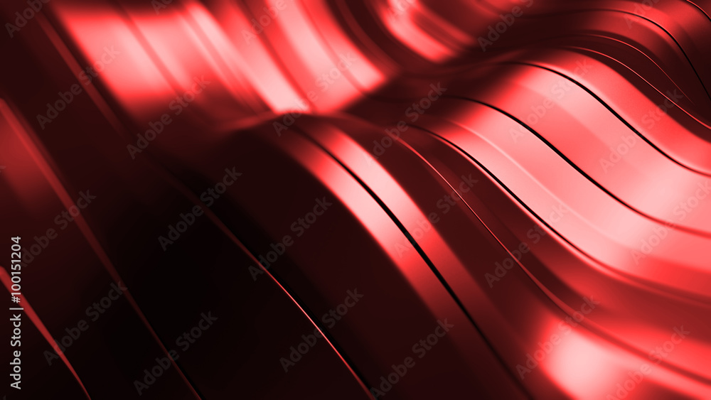 Poster 3d rendered waving shape background made of parallel long rectangles