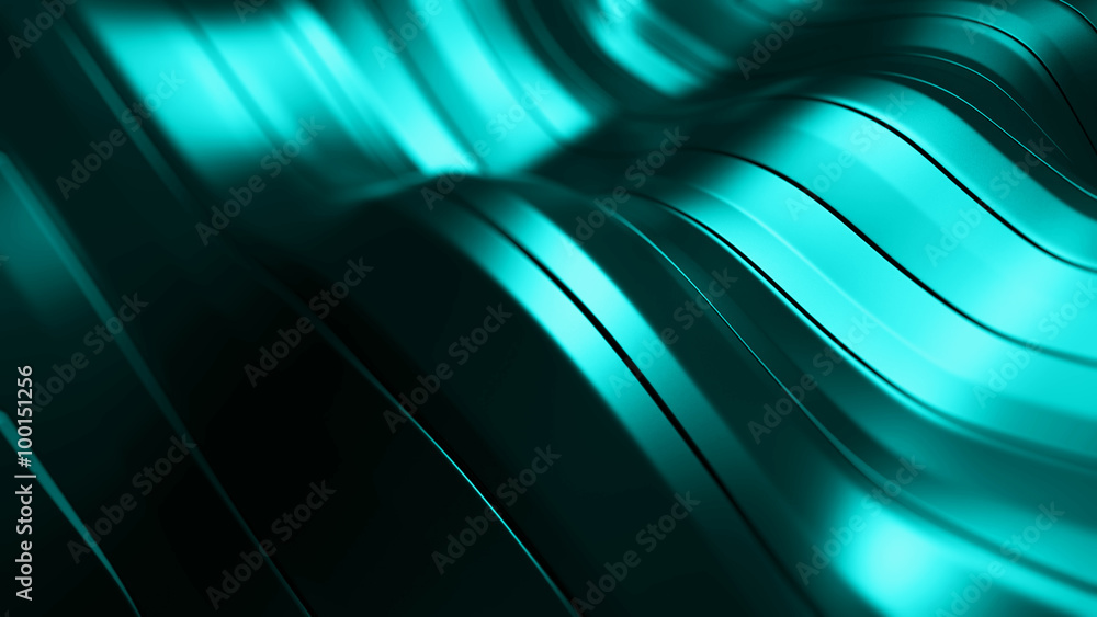 Aufkleber 3d rendered waving shape background made of parallel long rectangles