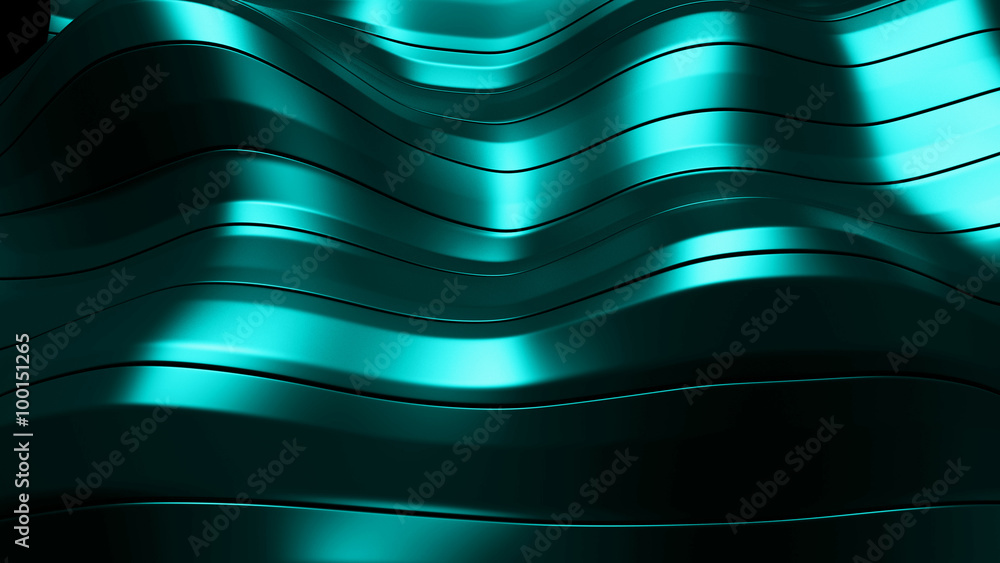 Poster 3d rendered waving shape background made of parallel long rectangles