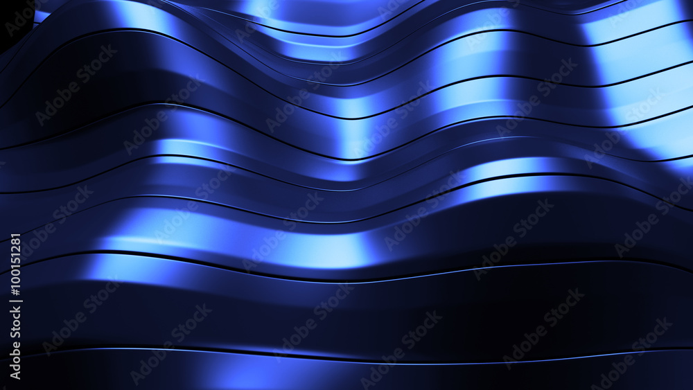 Aufkleber 3d rendered waving shape background made of parallel long rectangles