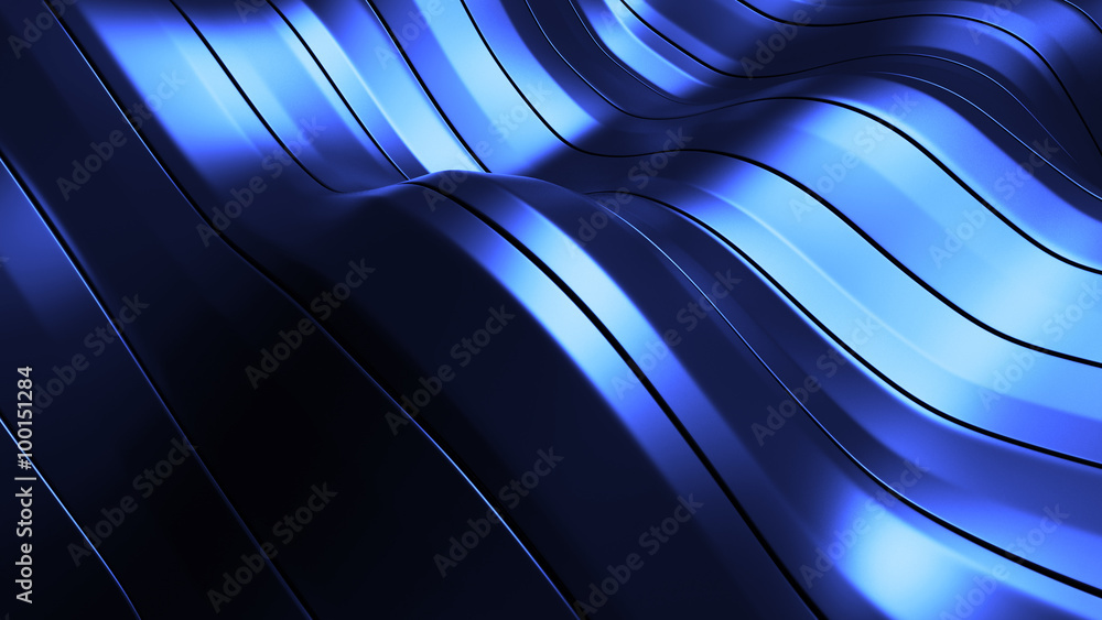 Poster 3d rendered waving shape background made of parallel long rectangles
