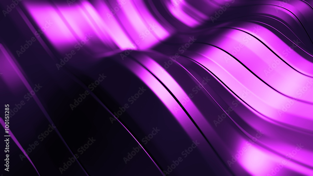 Poster 3d rendered waving shape background made of parallel long rectangles