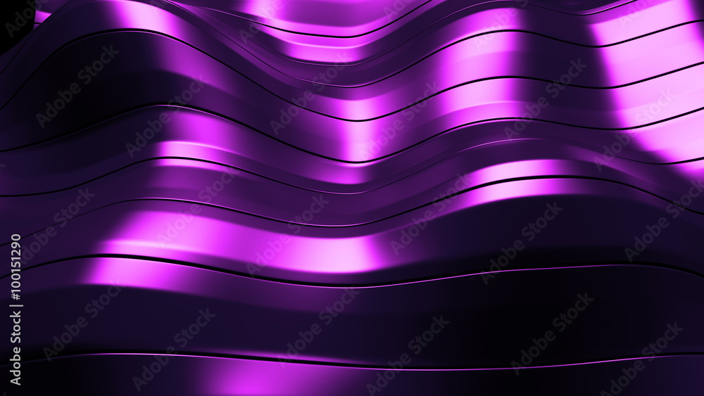 Poster 3d rendered waving shape background made of parallel long rectangles