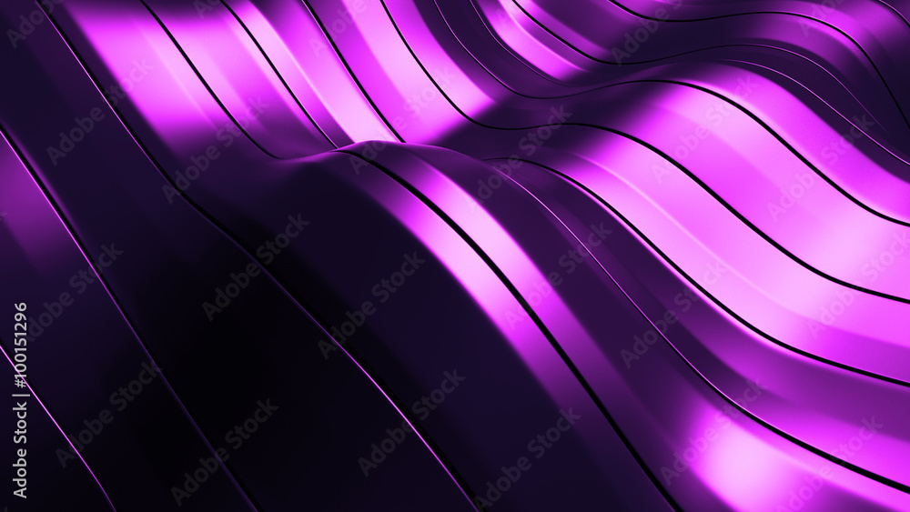 Aufkleber 3d rendered waving shape background made of parallel long rectangles