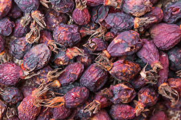Dried berries of the medicinal wild rose