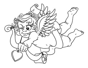 Cupid with onion outline for coloring