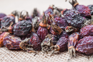 Dried berries of the medicinal wild rose