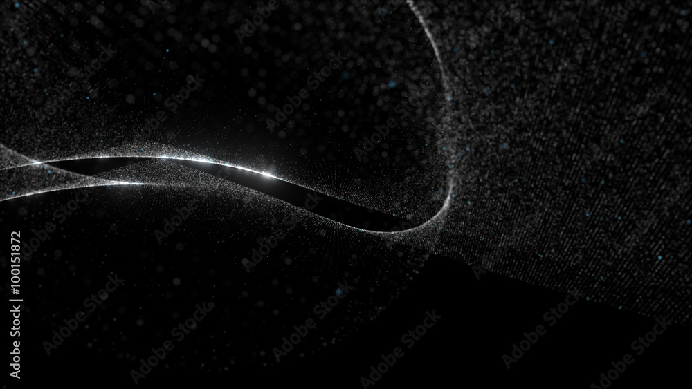 Poster abstract particle background, 3d render with depth of field, glow and randomize elements