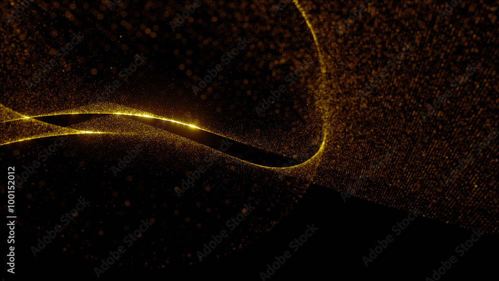 Poster abstract particle background, 3d render with depth of field, glow and randomize elements