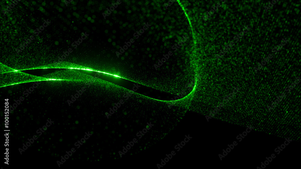 Poster abstract particle background, 3d render with depth of field, glow and randomize elements