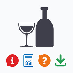 Alcohol sign. Drink symbol. Bottle with glass