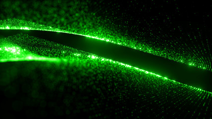 abstract particle background, 3d render with depth of field, glow and randomize elements
