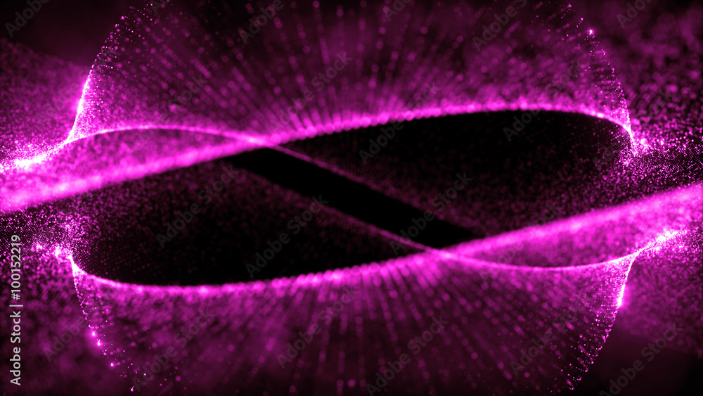 Poster abstract particle background, 3d render with depth of field, glow and randomize elements