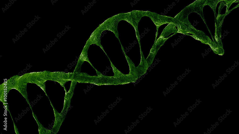 Poster 3d rendered dna structure element on the black color background