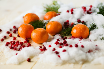 Tangerines and cranberries