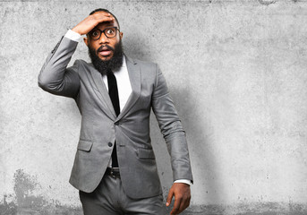 business black man worried