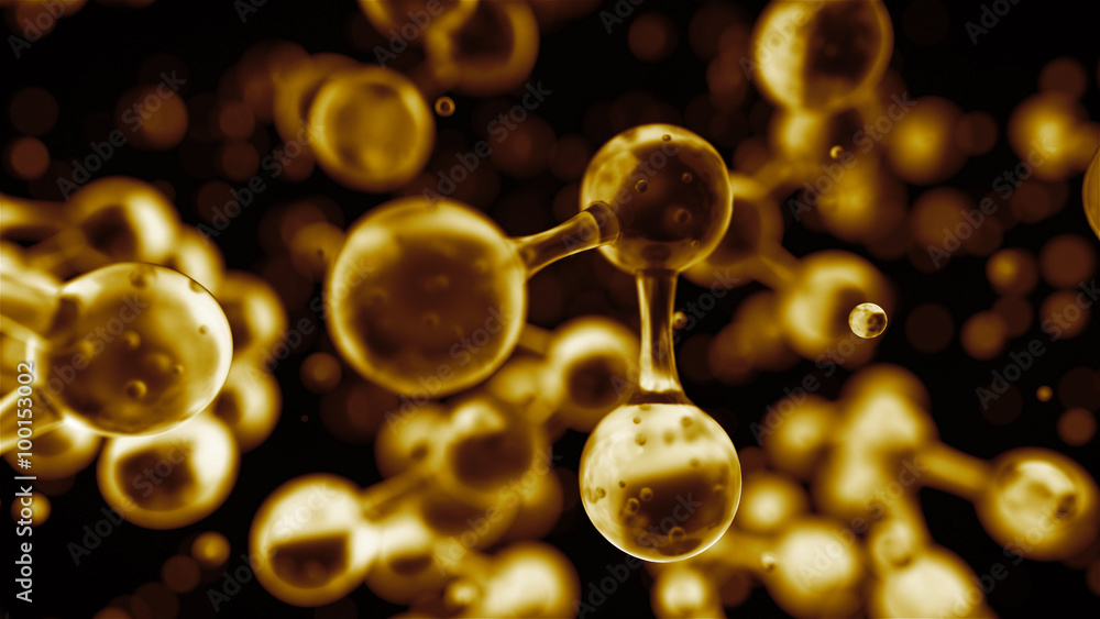 Aufkleber abstract glass molecule sctructure, macro shot 3d render with depth of field