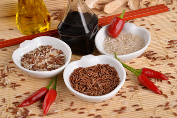 Rice salad with vegetables in bowl