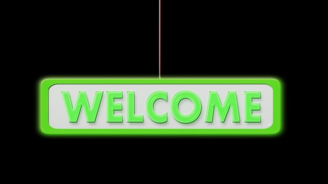 Welcome sign neon animations loopable -1080p. Welcome sign neon animations - alpha channel - Full HD