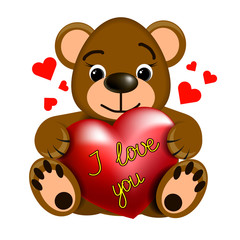 Funny Teddy bear with heart