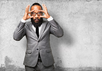 business black man opening his eyes