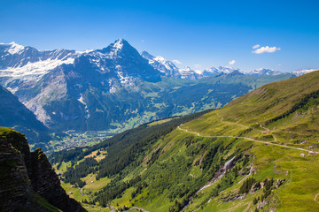 Stunning view of Eiger North face and  Bernese Alps